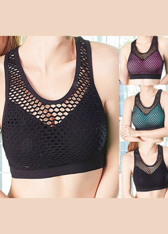 Спортивный топ, лифчик женский. Черно-Бирюзовый No Brand (322301418)