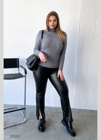 Утеплені штани з високими розрізами зі штучної шкіри Liton (302980573)