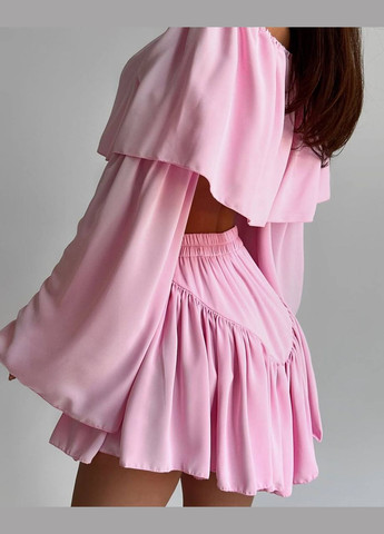 Рожевий літній жіночий комплект з топом та спідницею Avanti