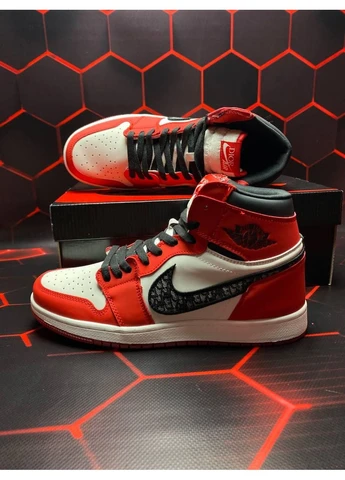 Черные летние кроссовки nike air jordan 1 retro x dior red black найк аир джордан No Brand