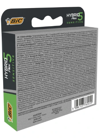 Змінні касети для гоління Гібрид 5 Flex Sensitive, 4 шт Bic (394220847)