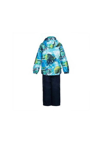 Комбинированный демисезонный комплект верхней одежды yoko 41190014 синий с принтом/тёмно-синий 110 (4741468786964) Huppa