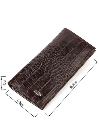 Стильний чоловічий вертикальний гаманець із натуральної шкіри із тисненням під крокодила 21900 Коричневий Canpellini (329149211)
