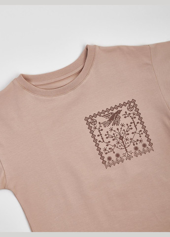 Бежева літня дитяча футболка оверсайз бежева "сила природи" KRAKO