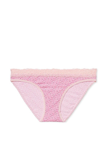 Женские трусики LaceWaist Cotton Bikini Panty S розовые Victoria's Secret (292486821)