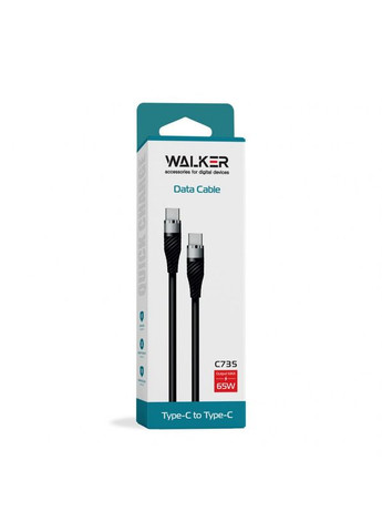 Кабель USB C735 Type-C to Type-C 65W black Walker (322706270)