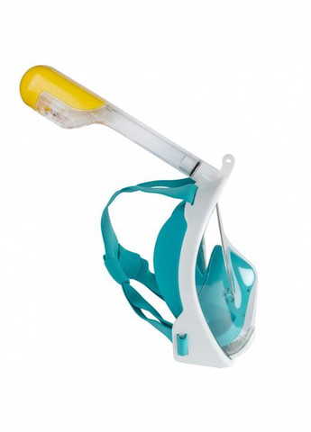 Маска для плавания + ласты (комплект) (S/M) Бирюзовая с креплением для камеры и Спортивные Ласты VelaSport Белые Free Breath (276070490)