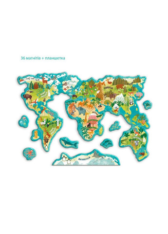 Детская магнитная карта мира животного 200267, 36 элементов No Brand (365639274)
