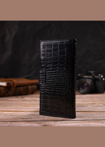 Вузький гаманець для чоловіків з натуральної шкіри з тисненням під крокодила 21914 Canpellini (331906992)