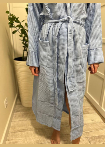 Вафельний банний жіночий халат жіночий гіпоалергенний M/L Блакитний (П4К-Е-Avafel002-2) No Brand (323161058)