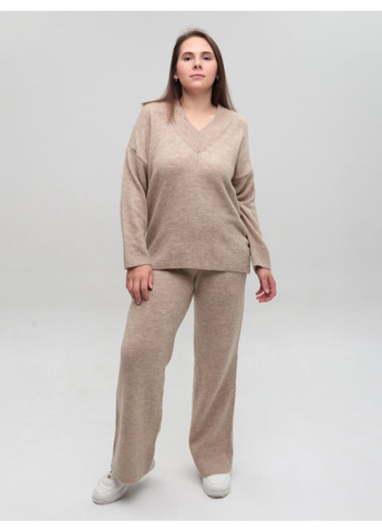 Женский костюм вязаный бежевый теплый свитер с брюками Karon Вільна (361855969)