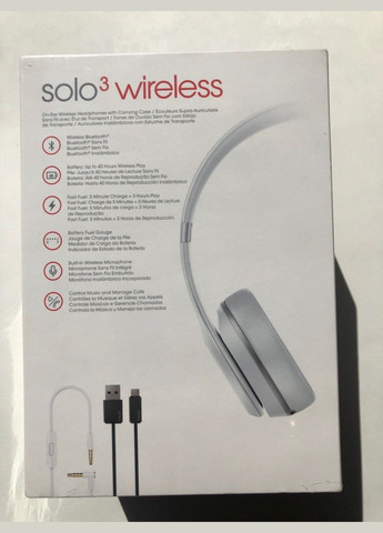 Беспроводные наушники by Dr. Dre Solo3 Wireless Headphones Matte Silver (модель A1796) BEATS (293153729)