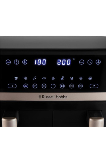 Мультипіч Satis Fry DualBaske 2800Вт, чаша-4.5/4.5л, сенсорне кер., 9 авто. програм, пластик, чорний Russell Hobbs (364874099)