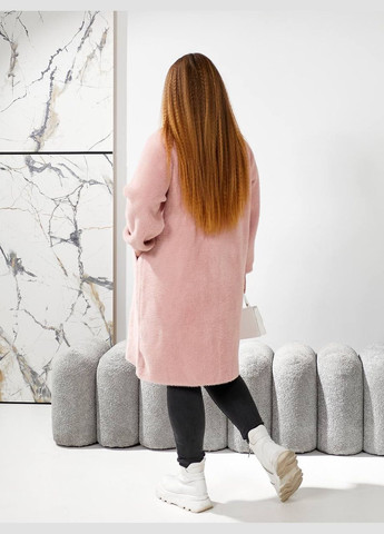 Пудровое зимнее Удлиненное пальто из альпаки 50-56 размера оверсайз KVAN