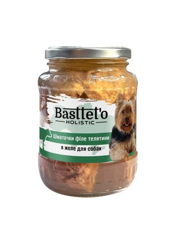 Basttet'o Holistic для собак 360г Кусочки филе телятины в желе Basttet`o (290851497)