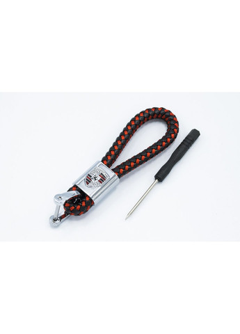 Брелок для авто ключів (Порше) шкіряний плетений (чорно-червоний) Porsche (360949420)