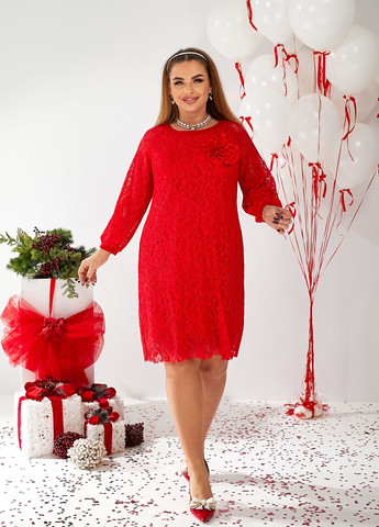 Червона святковий, вечірня сукня з гіпюру футляр No Brand однотонна