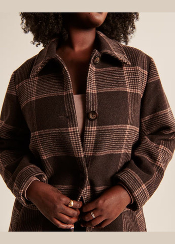 Темно-коричневое демисезонное Пальто женское демисезонное - пальто AF9421W Abercrombie & Fitch