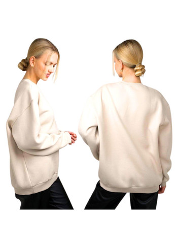 Бежевий світшот жіночий тape22 із тринитки на флісі з еластичними манжетами one size (xs-l) бежевий тape22 (351382460)