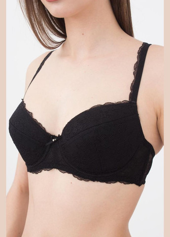 Чёрный брасьер бюстгальтер кружевной Giulia с косточками полиамид