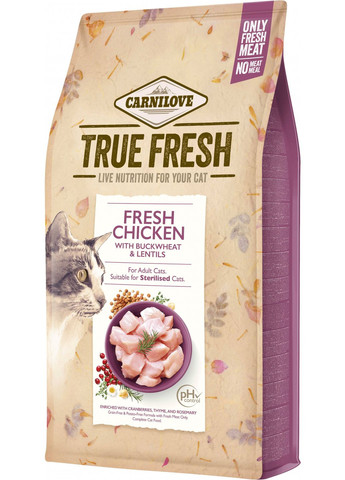 Сухий корм для дорослих кішок True Fresh Cat Chicken з куркою 1.8 кг (8595602561483) Carnilove (308340550)