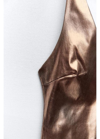 Золотистий металізована сукня з коміром хальтер Zara