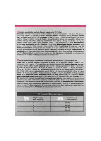 Корм влажный для взрослых кошек, кусочки в желе с индейкой 200 г Pet Chef (322875177)