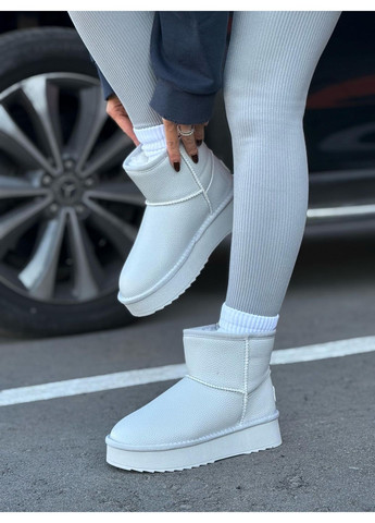 Жіночі уггі натуральна шкіра сірі на хутрі зимові на високій підошві дутики теплі No Brand (367954632)