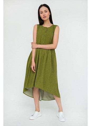 Зеленое кэжуал платье s20-32029-517 с пышной юбкой Finn Flare с рисунком