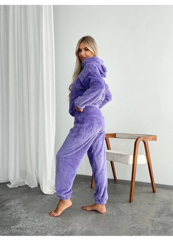 Фиолетовая пижама женская махровая с ушками. пижама (лонгслив, брюки) No Brand