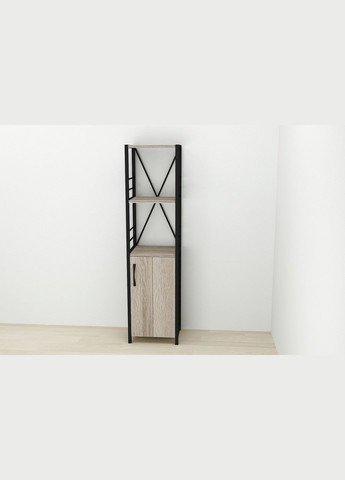 Этажерка 3/34 Серии Конект с тумбой 144x34x28 Черный ДСП Сонома Трюфель (FRD-104425) Ferrum-decor (353498830)