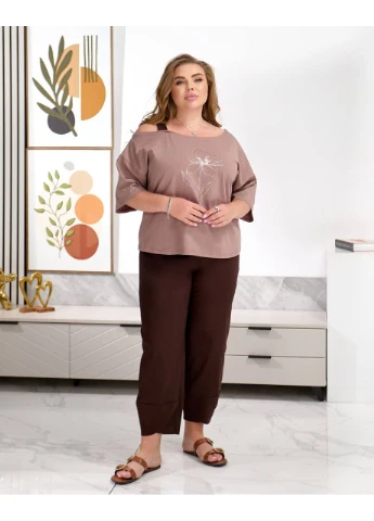 Костюм жіночий прогулянковий кавового кольору 38520 Fashion (396254184)