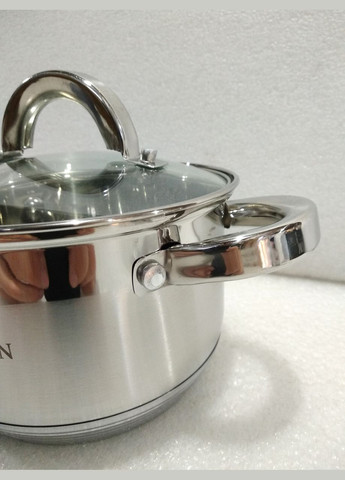 Каструля нержавійка з кришкою 16 см, 2.1 л (BH-1416) Bohmann (334714059)