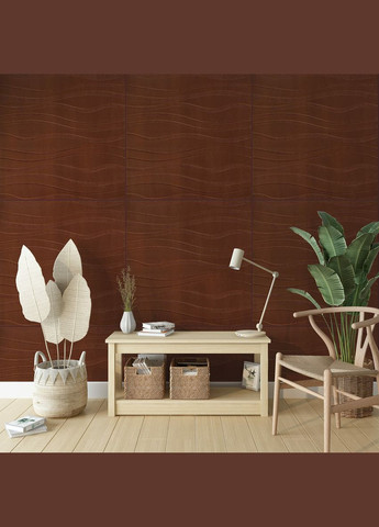 Самоклеюча декоративна настінностельова 3D панель коричневі хвилі 600*600*5мм SW-00001882 Sticker Wall (292564680)
