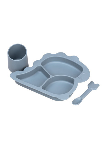 Дитячий набір силіконового посуду чашка/тарілка з трьома секціями/ложка Синій HP34545BL TS Kitchen (370800718)