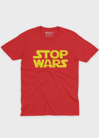 Червона демісезонна футболка для хлопчика з патріотичним принтом stop war (ts001-3-sre-005-1-077-b) Modno