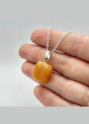 Кулон талісман з натуральним каменем Сердолік у формі "міні блок" на ланцюжку сталь у оксамитовій коробочці Овен (331291816)