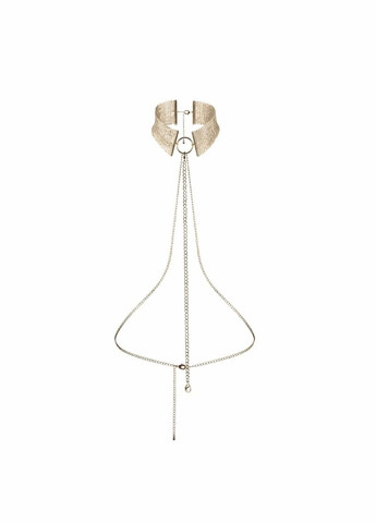 Золотистый демисезонный ожерелье-ошейник с цепочкой indiscrets золотое, 59 см Bijoux