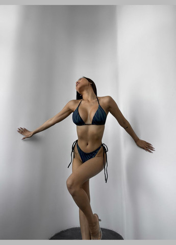 Синій літній стильний роздільний жіночий купальник роздільний Ghazel