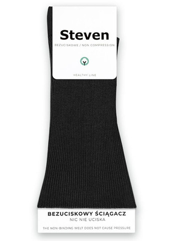 Чорні шкарпетки бавовняні без резинки в рубчик 018 Steven (349500907)