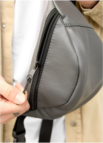 Чоловіча сумка бананка на пояс з екошкіри Графіт (775024815) Sambag (361244892)