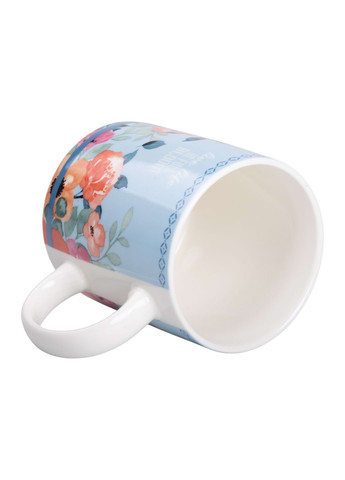 Чашка керамічна 400 мл із квітковим принтом, блакитний Liling Rongxiang Ceramic RX-N240139BL No Brand (360977676)