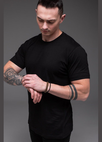 Чорна базова футболка з бавовни з коротким рукавом Vakko
