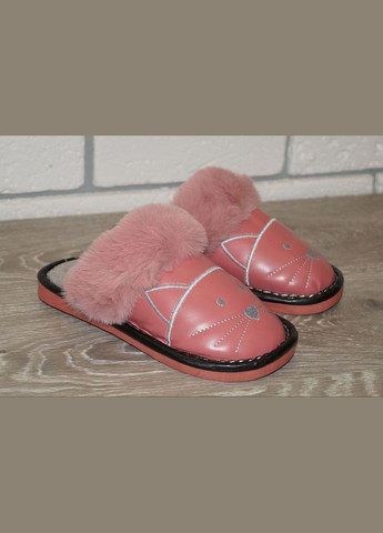 Кімнатні капці для дівчинки з хутряним опушенням рожеві No Brand (284120050)