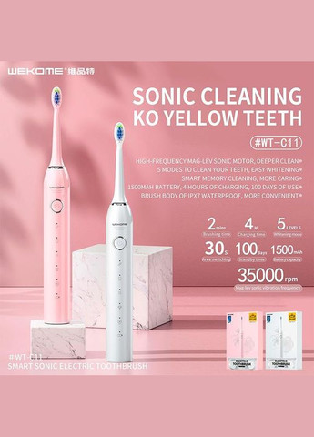 Електрична зубна щітка WK WTC11 Smart Sonic Electric Toothbrush рожева Remax (280877634)