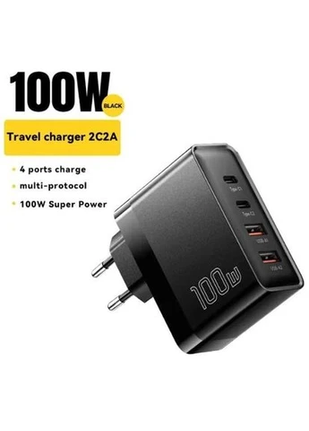 Зарядний адаптер — блок 100 W ES-CD37 2C+2U чорний Essager (315586143)