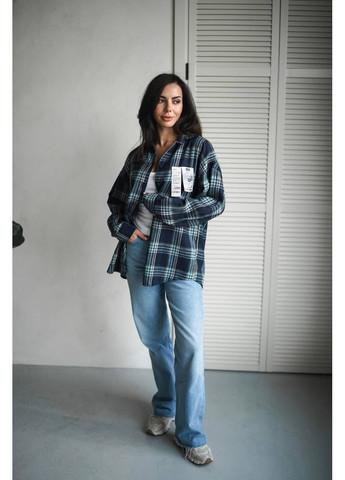 Синяя повседневный, кэжуал рубашка в клетку Style Point с длинным рукавом