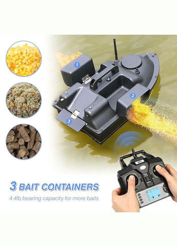 Кораблик для прикормки три отсека GPS автопилот 16 точек памяти 12000 мАч (V18 Black) Fishgang (341317058)