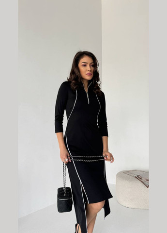 Чорна чорна приталена сукня з турецької тканини, стильна та елегантна, для особливих випадків та повсякденних образів No Brand