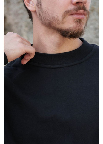 Черный утепленный оверсайз свитшот на флисе с принтом respirator black Without (362441436)